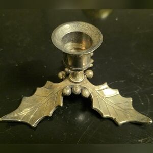 Silver Holly Leaf Candle Holder